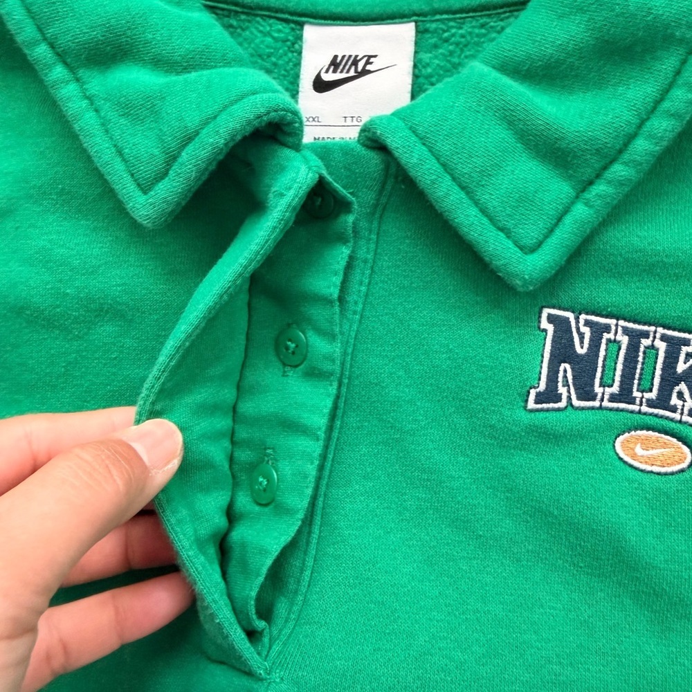 Nike Vibrant Green Cropped Baggy Oversized fit pullover half button XXL Women's - Picture 9 of 11